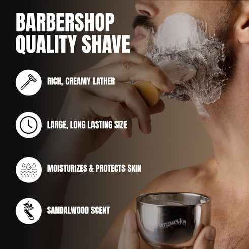 Sandalwood Shaving Soap for Men - 2.25 oz - Creates Perfect Lather - Moisturizes & Protects for Smooth Shaves