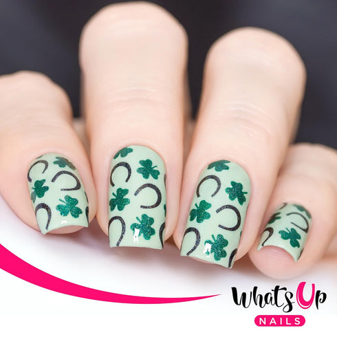 Whats Up Nails - Saint Patrick's Day Nail Vinyl Stencils 4pcs for Nail Art Design (Clover Field, Shamrock, Luck)