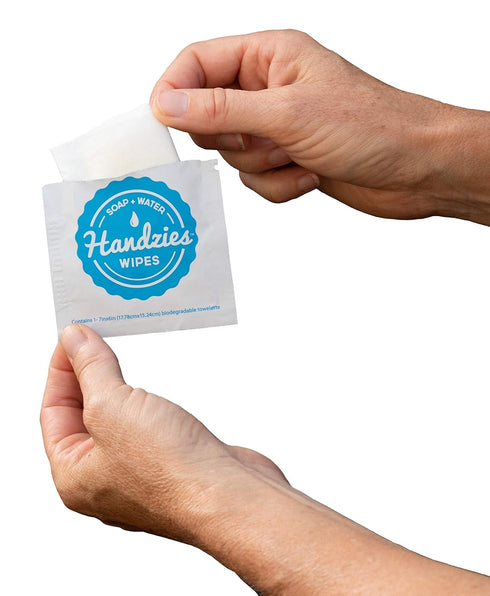 Packaged 24ct, 2Pack (48 Packaged Handzies Natural Soap and Water Hand Wipes, Individually Singles, Tangerine