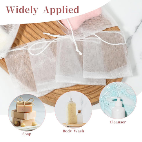 Giantree 20 Pcs Soap Bag, Soft Shower Soap Pouch Saver with Drawstring for Bath and Shower