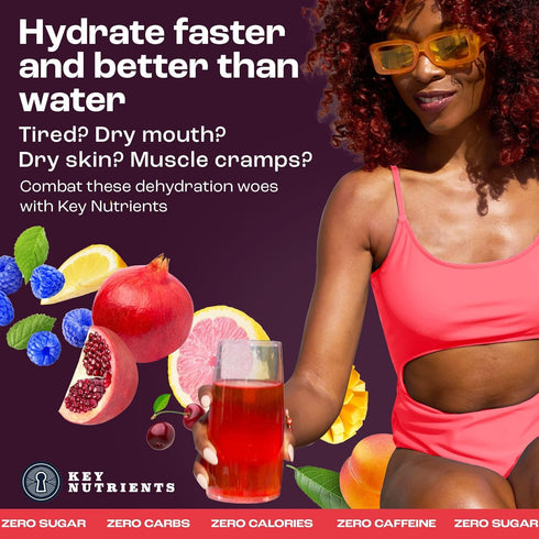 KEY NUTRIENTS Multivitamin Electrolytes Powder - No Sugar - 5 Delicious Flavors - Endurance & Energy Supplement