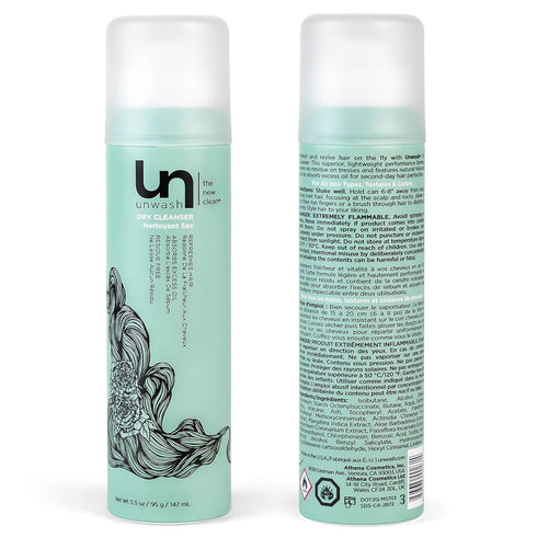 unwash Dry Cleanser - Dry Shampoo for All Hair Types, 3.3 oz, Refresh Hair & Absorb Excess Oil
