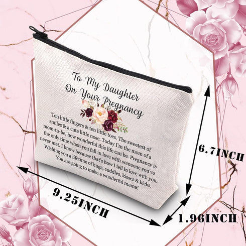 Pregnancy Daughter Makeup Bag with Waterproof Canvas and Zipper Closure