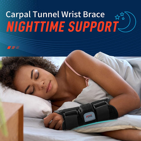FEATOL Wrist Brace for Carpal Tunnel, Adjustable Night Support Brace with Splints, Left Hand, Large/X-Large for