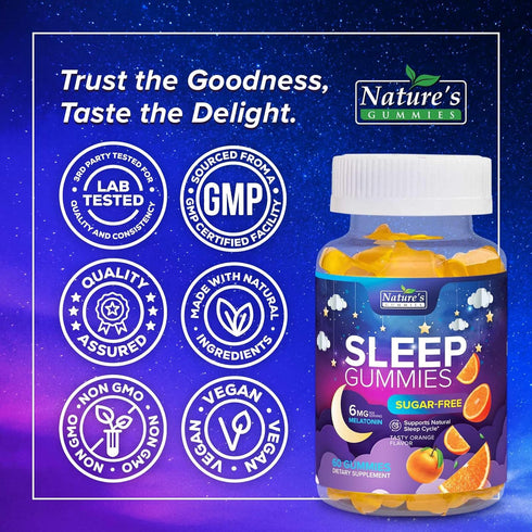 Sugar Free Sleep Gummies for Adults - Extra Strength 6mg Melatonin Gummy, Natural Sleeping Gummy for Adults, Kids,