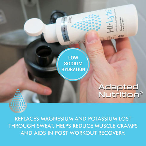 Hi-Lyte Low Sodium Liquid Electrolyte Supplement, 48 Servings | Magnesium, Potassium, Zinc | Unflavored Mineral Taste