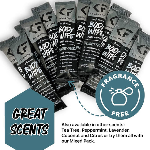 Body 12-Count Wipes - Original Disposable Wipes, Individually Wrapped for the Gym, Workout, Hiking, Travel, and Sport (Scent Free)