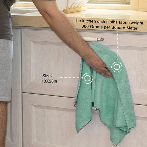 kimteny Kitchen Cloth Dish Towels, 13x28 Inches Premium Dishcloths, Super Absorbent Coral Velvet Microfiber Cleaning