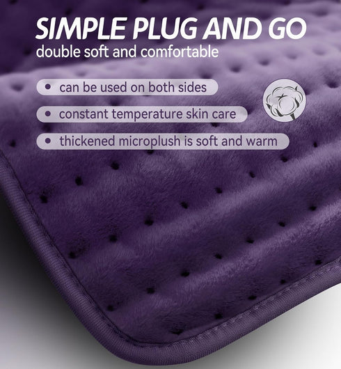 MIKRALE 6 Settings, 4 Women,12"x24" Electric Heating Pad for Back, Neck & Cramps Relief - Moist & Dry Heat Therapy