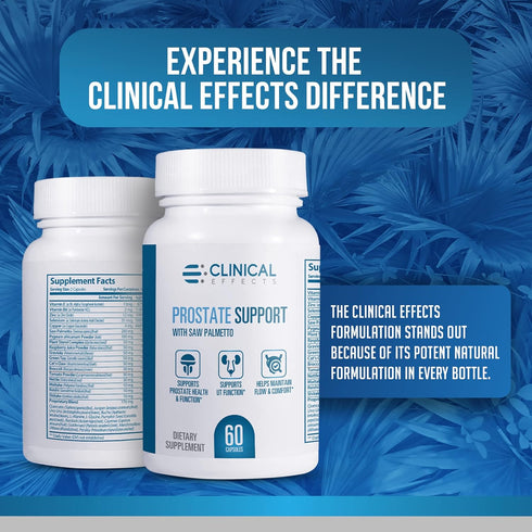 Clinical Effects Prostate Health Supplement, Men's Wellness Formula with Vitamin E & Pumpkin Seed (60 Capsules)