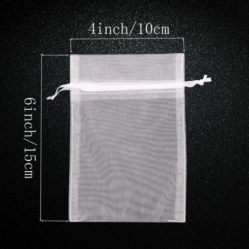SumDirect 50Pcs Sheer Organza Bags - 4x6 inches Jewelry Drawstring Pouches for Wedding Party Favors
