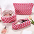 3Pcs Checkered Makeup Bag for Women, Large Cosmetic Bag Set, Travel Toiletry Bag, Pink Zipper Organizer