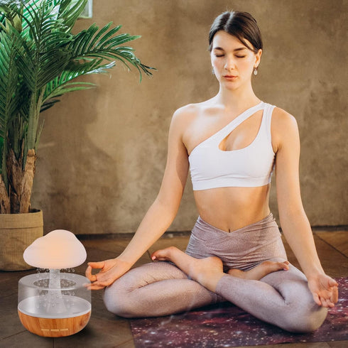 Weljoy Zen Raining Cloud Night Light Aromatherapy Essential Oil Diffuser Micro Humidifier Desk Fountain Bedside