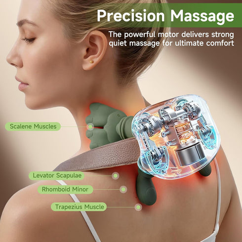 Luxulist Neck Massager for Pain Relief with Heat Deep Tissue Shiatsu Neck and Shoulder Massager Bionic Hand Design
