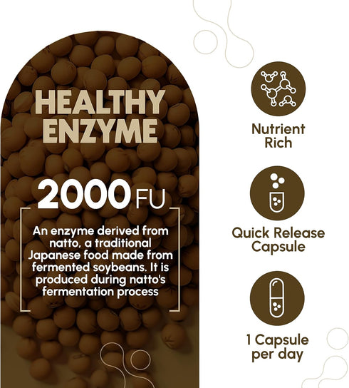 Nattokinase Superfood Supplement - Recommended 2000 FU Dose - 270 Vegan Capsules