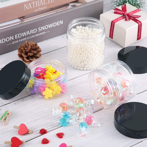 SATINIOR 24 Pieces Empty Clear Plastic Jars - Round Storage Containers with Lids for Beauty Products and Crafts