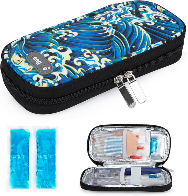 YOUSHARES Insulin Cooler Travel Case with 2 TSA Approved Ice Packs, Diabetes Organizer Cooling Bag for Supplies