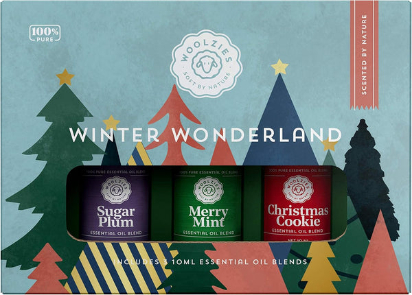 Woolzies Winter Wonderland Holiday Essential Oil Set of 3, Includes Christmas Cookie, Sugar Plum & Merry Mint 10ML
