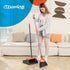 Commercial Broom and Dustpan Set with Long Handle, Heavy Duty Outdoor Broom for Courtyards, Garden, Grey