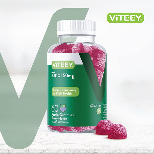 Zinc Gummies Adult & Teens - 50mg - Immune Health Support & Antioxidant Support - Vitamin Zinc Supplement - Vegan, Gelatin Free, GMO Free - Tasty Chewable Berry Flavored Gummy