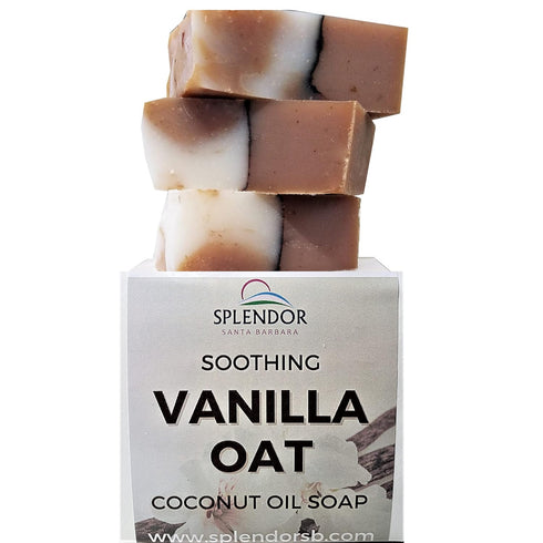 Splendor Soothing Vanilla Oatmeal Soap - Natural Handmade Vegan Bar Soap for Hand, Face & Body