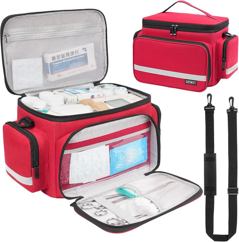 LEFORZ Small Medical Bag,First Aid Bag Empty,Home Health Nurse Bag with Detachable Divider,Medical