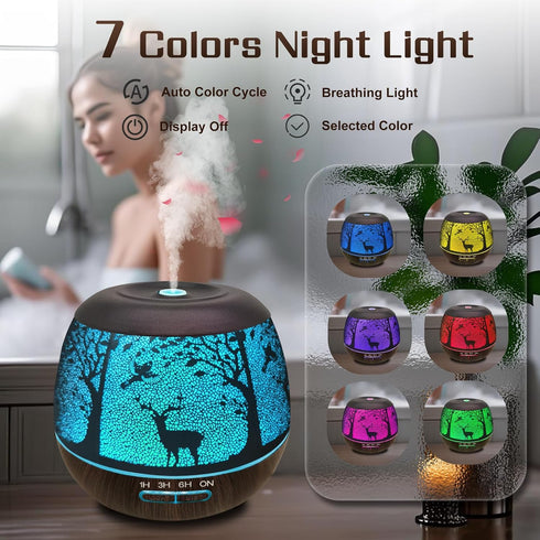 vinfucher 400ml Off,7 3 Essential Oil Diffuser for Bedroom Bluetooth,Diffusers for Home with R/C,Cool Mist Humidifier