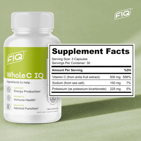 FIQ - Whole C IQ - Natural Vitamin C Supplements with Amla Fruit Extract, 90 Capsules