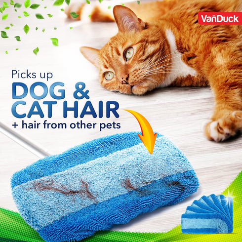 Reusable Pet Heavy Duty Mop Pads, Compatible with Swiffer Sweeper Mops (6-Pack), Washable Microfiber for Wet & Dry Use