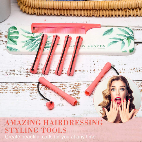 WILLBOND 36 Pieces Cold Wave Rod Hair Perm Rods with Steel Rat Tail Comb for Hairdressing