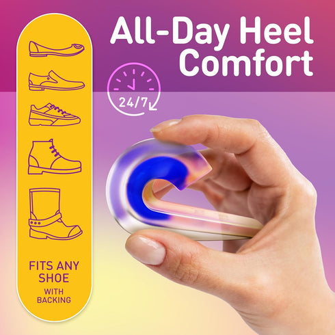 Heel Cups for Heel Pain Relief - Gel Inserts for Plantar Fasciitis, Cushion for Shock Absorption, Silicone Heel Cups