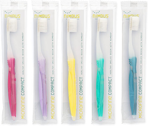 NIMBUS Extra Soft Toothbrushes (Compact Head), 10 Pack, Periodontist Design for Sensitive Teeth & Gums, Colors Vary