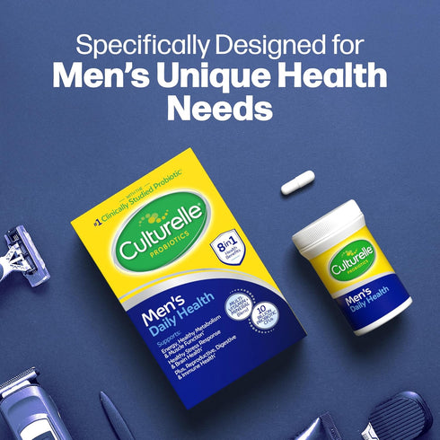 Culturelle Daily Health 8-in-1 Probiotic and Multivitamin for Men, 30 Count for Digestive Health & Immune Support