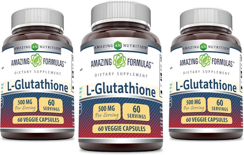 Amazing Formulas Reduced L-Glutathione Supplement, 500 Mg Per Serving, 60 Veggie Capsules, Non-GMO