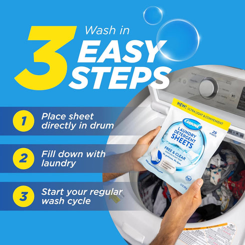 Carbona Laundry Detergent Sheets, Free & Clear, 1 Pack - 25 Sheets