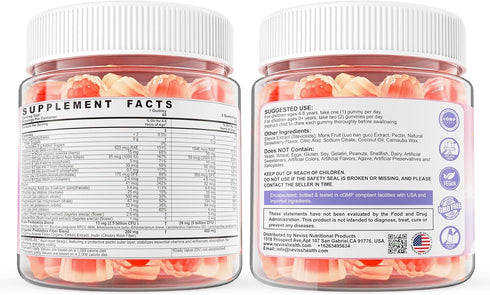 Gummies D3, B12 B6, K2, 4+, 60 Kids Multivitamin + Calcium, Probiotics, Vitamin C, Methylated & Methylfolate, A, E