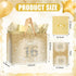 Yoirrat 16 16th Sweet Gift Bag with Wrapping Tissue Paper & Card Large Champagne Gold Glitter Birthday Gift Bags