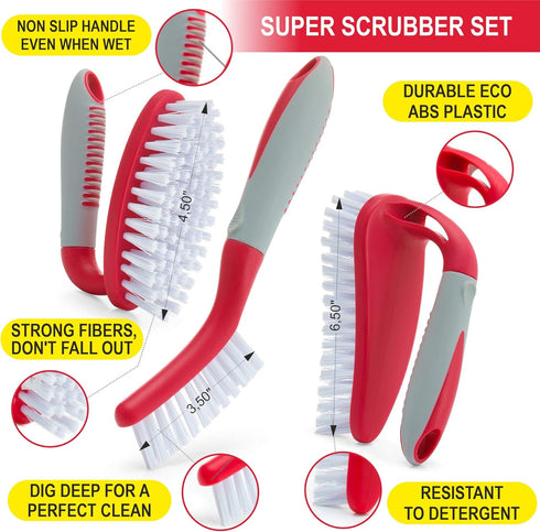 Set 6 Randomly Scrub Brush of pcs - Red or Blue Color, Cleaning Shower Scrubbers with Squeegee for Shower Glass