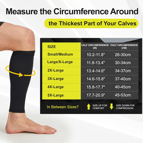 MGANG Plus Size 3XL Calf Compression Sleeve, 2 Pairs 20-30mmHg Unisex Leg Compression Socks for Pain Relief, Beige