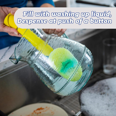 Scrub Daddy Dish Daddy Dish Wand & Refill Heads, Soap Dispensing Dish Brush, Texture Changing Washing Up Sponge