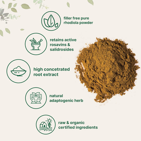 Micro Ingredients Organic Rhodiola Rosea Root Extract, 50g Powder | Adaptogenic Herb Supplement for Energy & Relaxation