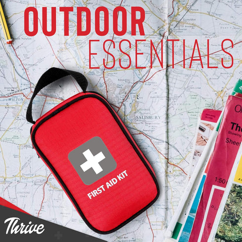 Pack 100-Piece Set Thrive Compact First Aid Kit - Waterproof Rip-Stop Nylon Travel First Aid Kit - Camping & Hiking