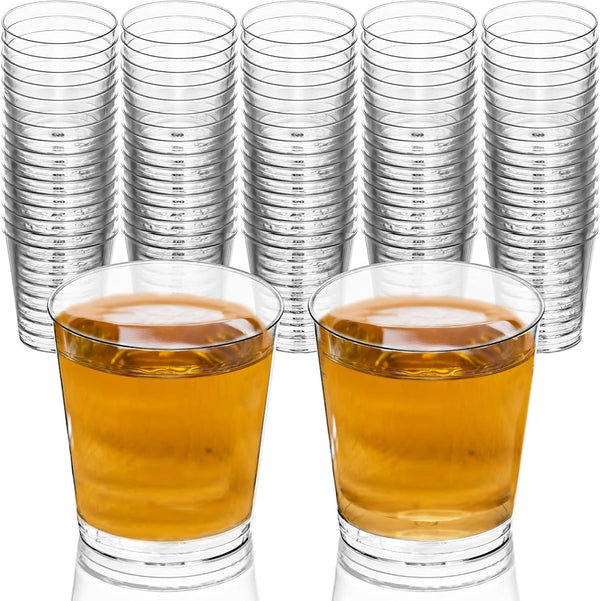 DecorRack 1 Oz Shot Glasses, 80 Pack Hard Clear Plastic Disposable Mini Cups for Party