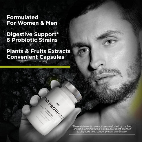 Amen Probiotics Supplement, SBO Probiotic and Organic Prebiotics, 50 Billion CFUs, 60 Capsules, Vegan & Non-GMO