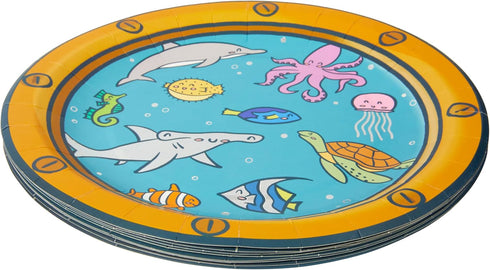 TW12-25638 10.25" 8 C.R. Gibson Under the Sea Disposable Paper Dinner Plates, Diameter, Multicolor, Pieces