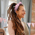 Pink Knotted Headband for Women Girls, Cute Flower Sparkle Rhinestone Floral Jeweled Twisted Hairband Fashion