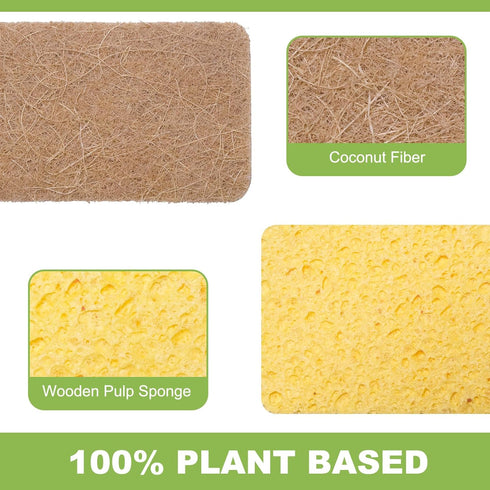 Yolaist 12 Pack Non-Scratch Scrub Sponge, Natural Kitchen Sponges for Cleaning Kitchen, Scratch Free Biodegradable