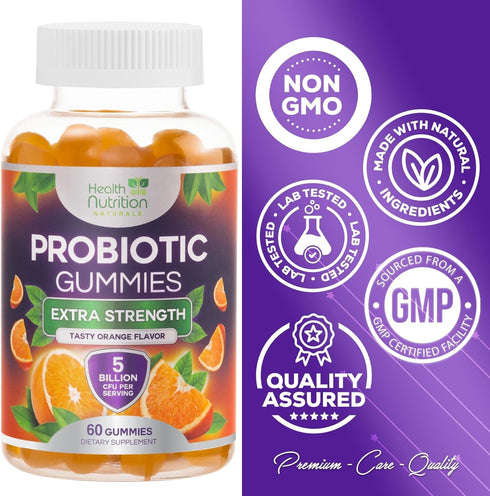 Daily Probiotic Gummies for Women & Men, 120 Gummies, 5 Billion CFU, Vegan, Immune, Urinary & Digestive Support