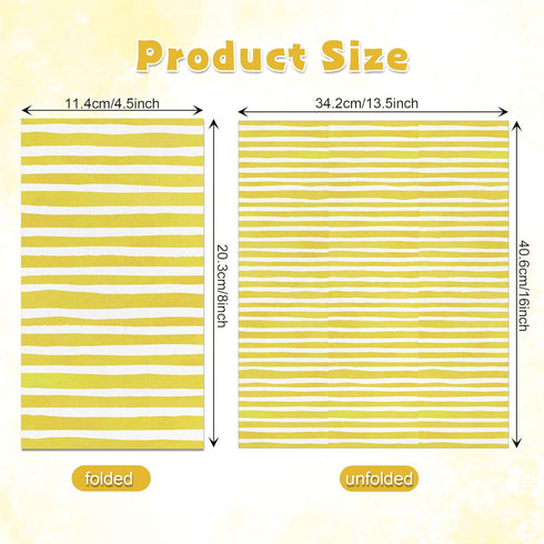 KTHONIOMANTE 200PCS 2 Pack, 4.5x8 Inch Yellow & White Stripe Guest Napkins, Ply Disposable Paper Striped Dinner Hand