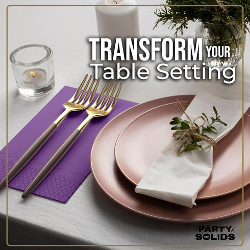 Party Solids 8" 4" 40 2 Purple Dinner Napkins Disposable x Folded - Pcs Ply Purple Napkins Disposable Paper Guest